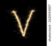 Bengal Sparkling Light Letter V Overlay - Dazzling Light Text Effect for Glamorous Designs. Perfect for Festive, Luxury and Celebration Projects.