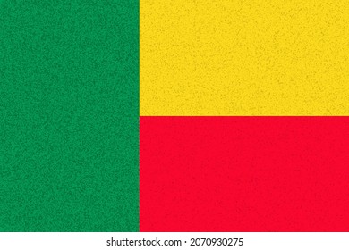 Benin  flag. Bj government symbol. Gov nationt banner of capital  Porto Novo, Cotonou  city. Benin  patriotism banner. Independence BEN logo. Flag with art sponge effect. 2D Image