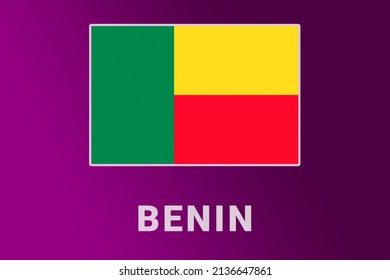 Benin  flag. Bj national banner. Benin  patriotism symbol and name. Nation independence logo BEN. State banner of capital of  Porto Novo, Cotonou  on purple.