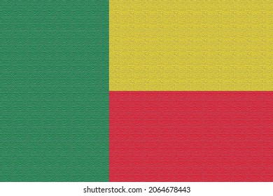 Benin  flag. Bj national goverment logo. State banner of capital of  Porto Novo, Cotonou . Benin  patriotism symbol. Nation independence BEN. Flag with filter texturization. 2D Image