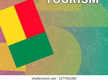 Benin tourism. Nation flag on colorful background.  Porto Novo, Cotonou  and Benin tourism concept. Travel, vacation and tour in BEN. Abstract geometric style, 3d image