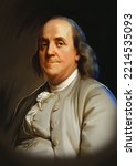 Benjamin Franklin digital oil painting portrait
