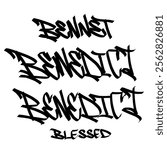 bennet benedict blessed holy name list meaning baptism bible christian graffiti handstyle lettering tags black and white logo