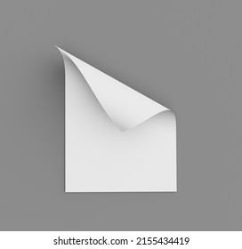 Bent Empty Paper Sheet. Empty Paper Mockup A4 Format Paper With Shadows On Gray Background 3d Illustration 