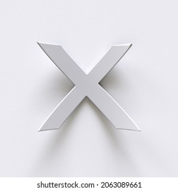 Bent Paper Font With Long Shadows  Letter X 3D Render Illustration Isolated On Gray Background