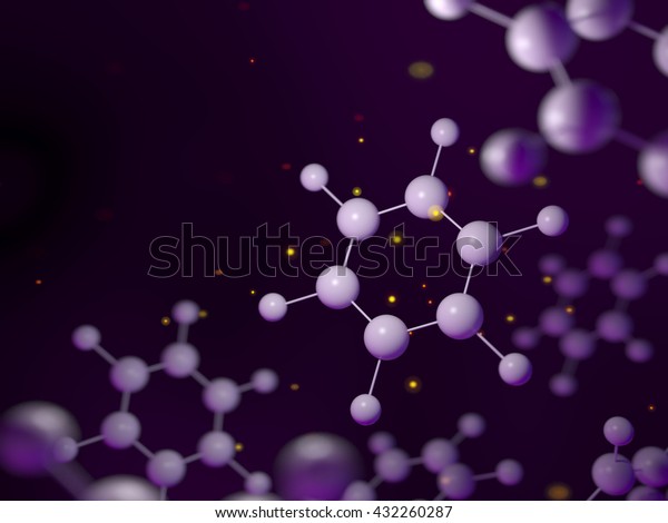 Benzene\
molecules, energy concept 3d\
illustration.
