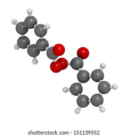 Benzoyl Peroxide Acne Treatment Drug, Chemical Structure. Also Used To Dye Hair And Whiten Teeth (bleaching). Atoms Are Represented As Spheres With Conventional Color Coding: Hydrogen (white), Etc