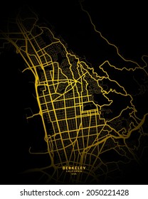 Berkeley, California, United States City Map - Berkeley City Gold Map Poster Wall Art Home Decor Ready To Printable
