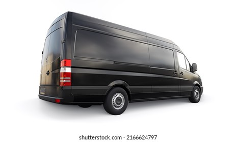 Berlin, Germany. April 28, 2022: Mercedes-Benz Sprinter. Black European Commercial Van Isolated On White Background. 3d Illustration.