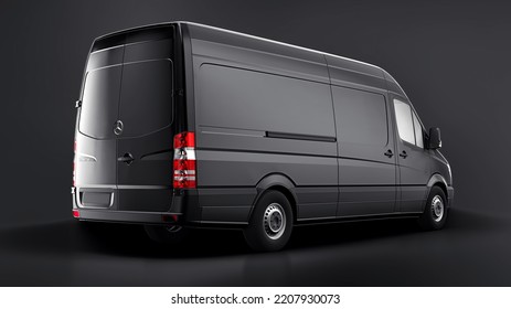 Berlin, Germany. April 28, 2022: Mercedes-Benz Sprinter. European Commercial Van Isolated On Black Background. 3d Illustration.