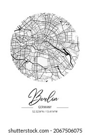 Berlin - Germany Black Water City Map