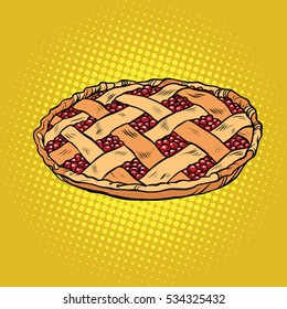 Berry pie, thanksgiving and family celebration, pop art retro  illustration