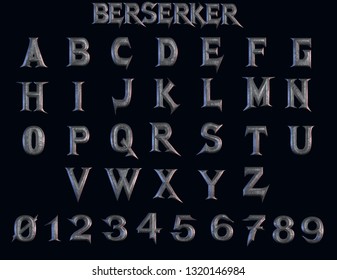 Berserker Metal Alphabet - 3D Illustration