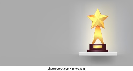 Best Gold Star Trophy Standing On Stock Vector (Royalty Free) 519384217