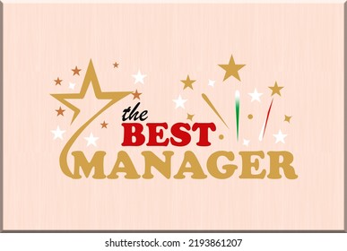 Best Manager Greeting Card, Poster, Banner Graphic Illustration. Employee Of The Month Award. Best Team Leader Card. 