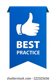 Best Practice Blue Tag Ribbon Banner Icon Isolated On White Background. Illustration