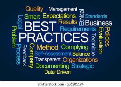 Best Practices Word Cloud On Blue Background