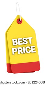 Best Price Tag 3d Icon. Minimal Design. 3d Illustration