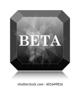 Beta icon, black website button on white background.