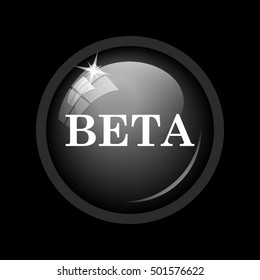 Beta icon. Internet button on black background. 
