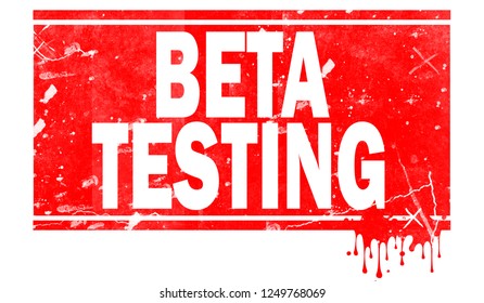 Beta testing word in red frame, 3D rendering