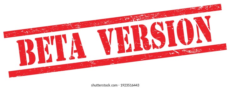 BETA  VERSION text on red grungy rectangle vintage stamp.