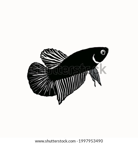 Betta fish silhouette image as material for editing posters, banners, photos, logos, and others.