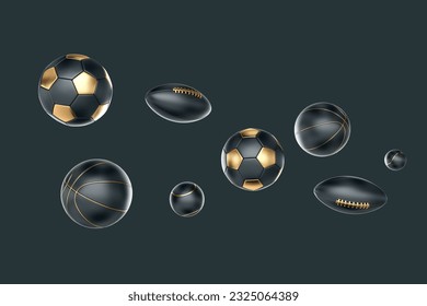 betting gambling  soccer football basketball tennis volleyball balls banner 3d render 3d rendering illustration  - Powered by Shutterstock