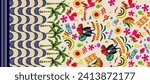 Beuatiful barred of exotic animals and nature elements seamless pattern for textile design