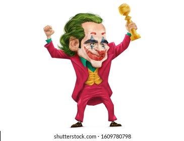 BEVERLY HILLS, CALIFORNIA - JANUARY 5, 2020: Joaquin Phoenix Wins Golden Globe Awards For Best Actor As The Joker