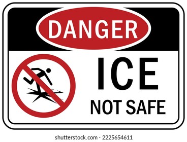 Beware Of Thin Ice Warning Sign Do Not Walk On Ice