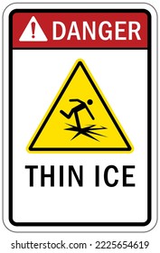 Beware Of Thin Ice Warning Sign Do Not Walk On Ice