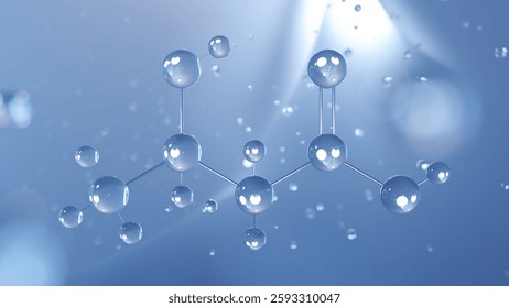 b-hydroxybutyric acid molecular structure, 3d model molecule, antidepressants structural chemical formula view from a microscope