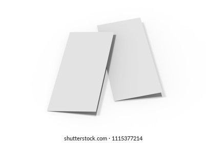 Bi Fold Or Vertical Half Fold Brochure Mock Up On Isolated White Background, 3d Illustration