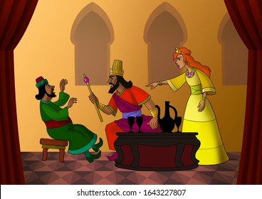 Biblical Book Of Esther,  Bible Story, Illustration,