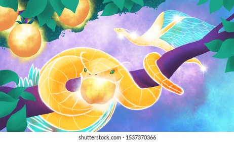 Biblical illustration A golden serpent