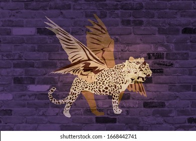 Biblical painting illustration, prophecies of Daniel, leopard with wings prophecy, animal representing Greece