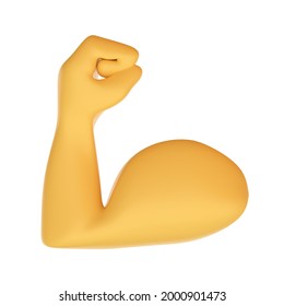 Biceps 3d Isolated Emoji Gesture Illustration. Muscle Emoticon. Strong Emoji. Yellow 3d Hand