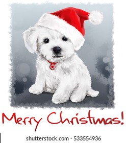 Bichon Christmas Painting Watercolor Painting