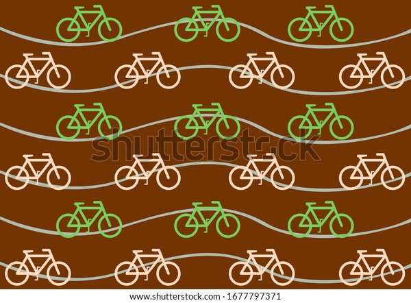 Bicycle Graphic Line On brown ground Is a pattern\
for printing fabric\
pattern