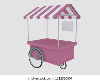 bicycle street food Coffee and ice cream vintage classic design ,3D rendering illustration