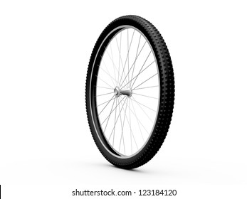 Bicycle Wheel, Isolated On White Background.