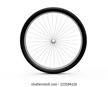 Bicycle Wheel, Isolated On White Background.