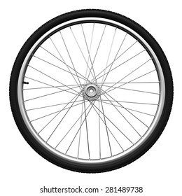 Bicycle Wheel Isolated On White