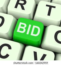 Bid Key Showing Online Auction Or Bidding 