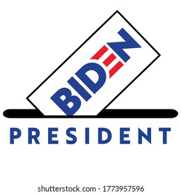 Biden President Election Card Logo On Whtie Background