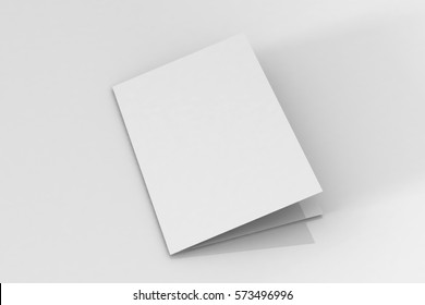 Bi-Fold A5 Brochure / Leaflet Mock-up, 3D Illustration on Isolated White Background.