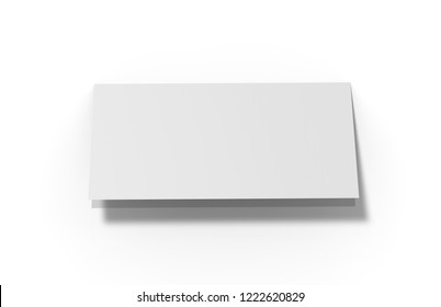 Bi-fold Dl Horizontal Brochure, Mock Up Template On Isolated White Background, Ready For Design Presentation, 3d Illustration