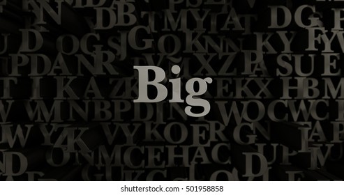 Big - 3D rendered metallic typeset headline illustration.  Can be used for an online banner ad or a print postcard.