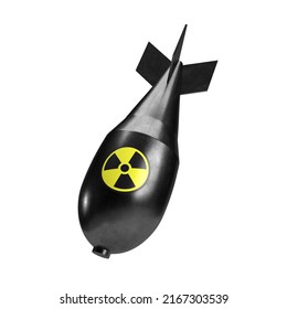 Big Atomic Nuclear Bomb On White Background. 3D Illustration.